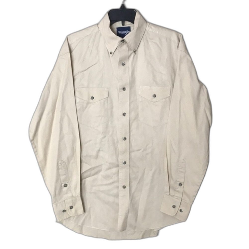 Vtg wrangler button down mens cotton dress shirt size medium cowboy rancher